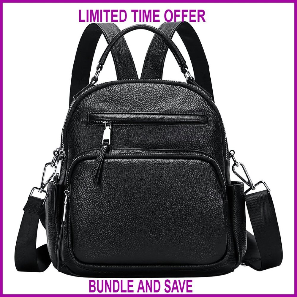 Genuine Leather Convertible Backpack Purse 4-Way Carry Small Women's Daypack